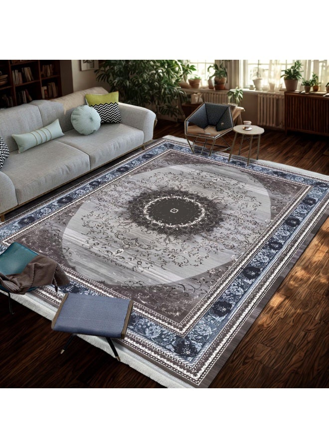 SMART HOME Large padded floor mat with a soft velvet surface and non-slip backing - Living room rug - Majlis rug - Lounge rug - Luxurious decorative rug - Elegant rug with modern patterns for living rooms and majlis - Size 350x250 cm - Suitable for everyday use and entertaining - Image 3